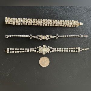 Elegant Silver Crystal Bracelet Set